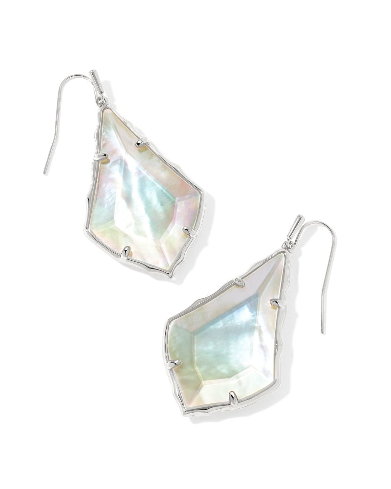 !Small Faceted Alex Drop Earrings - Silver