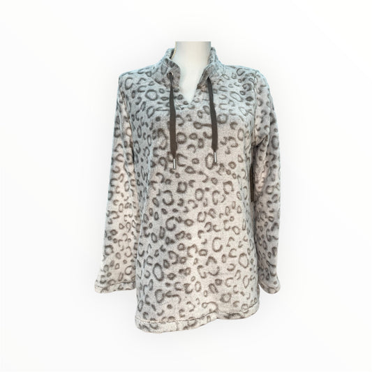 SANDSTONE FUZZY CHEETAH PRINT HOODIE