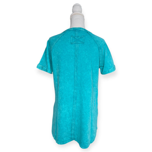 Zenana Washed Tee with Accented Hems - Teal