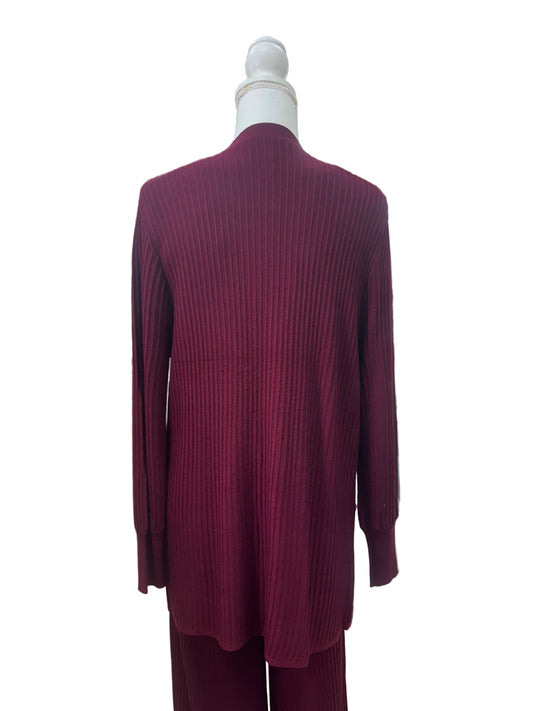 Ribbed Lounge Cardigan in Wine