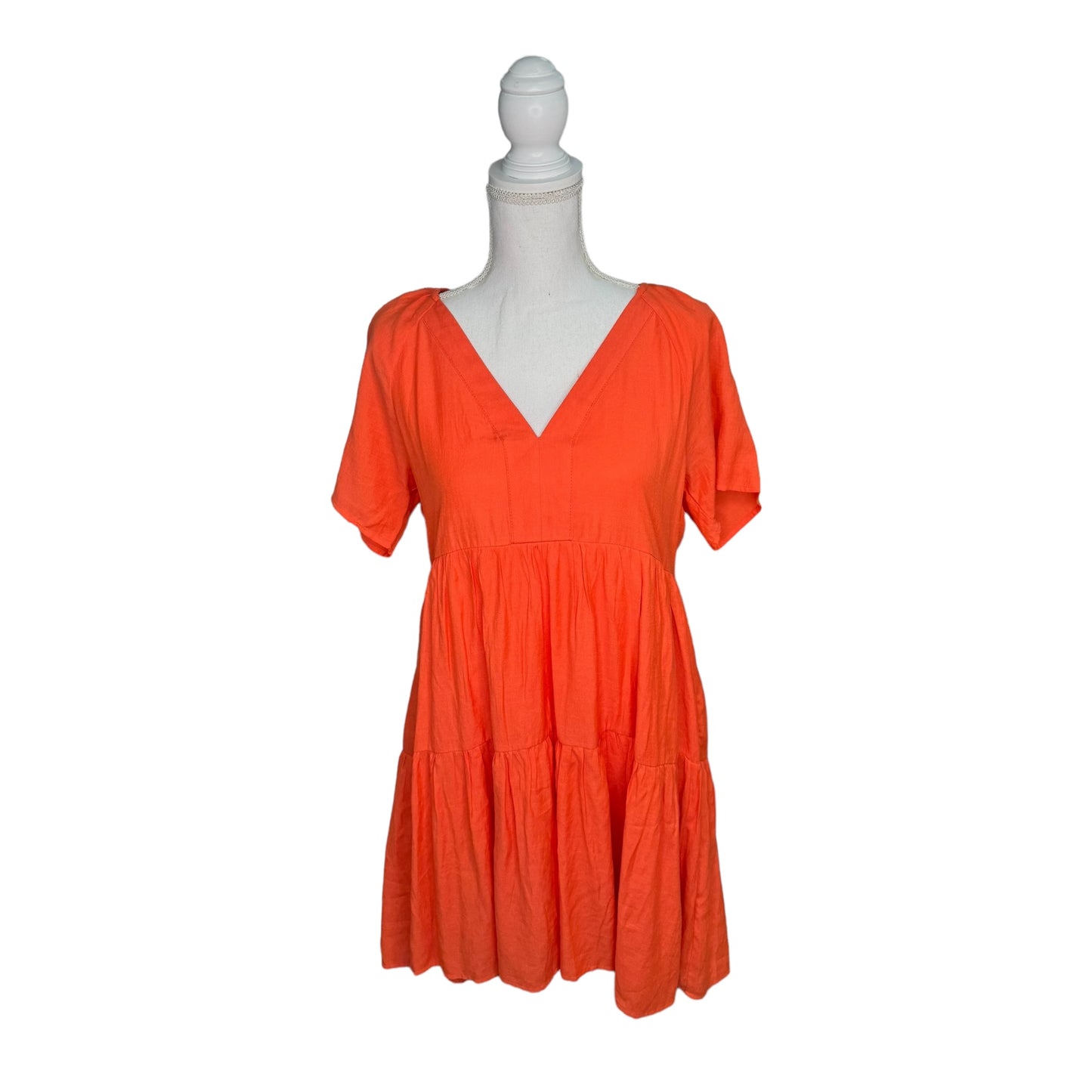 Orange Tiered V-Neck Dress