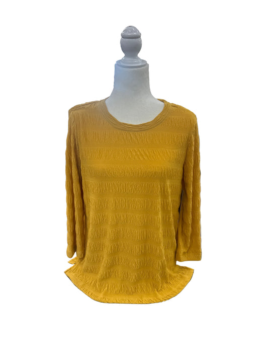 Multiples Solid Scoop Neck Knit Top - Mustard