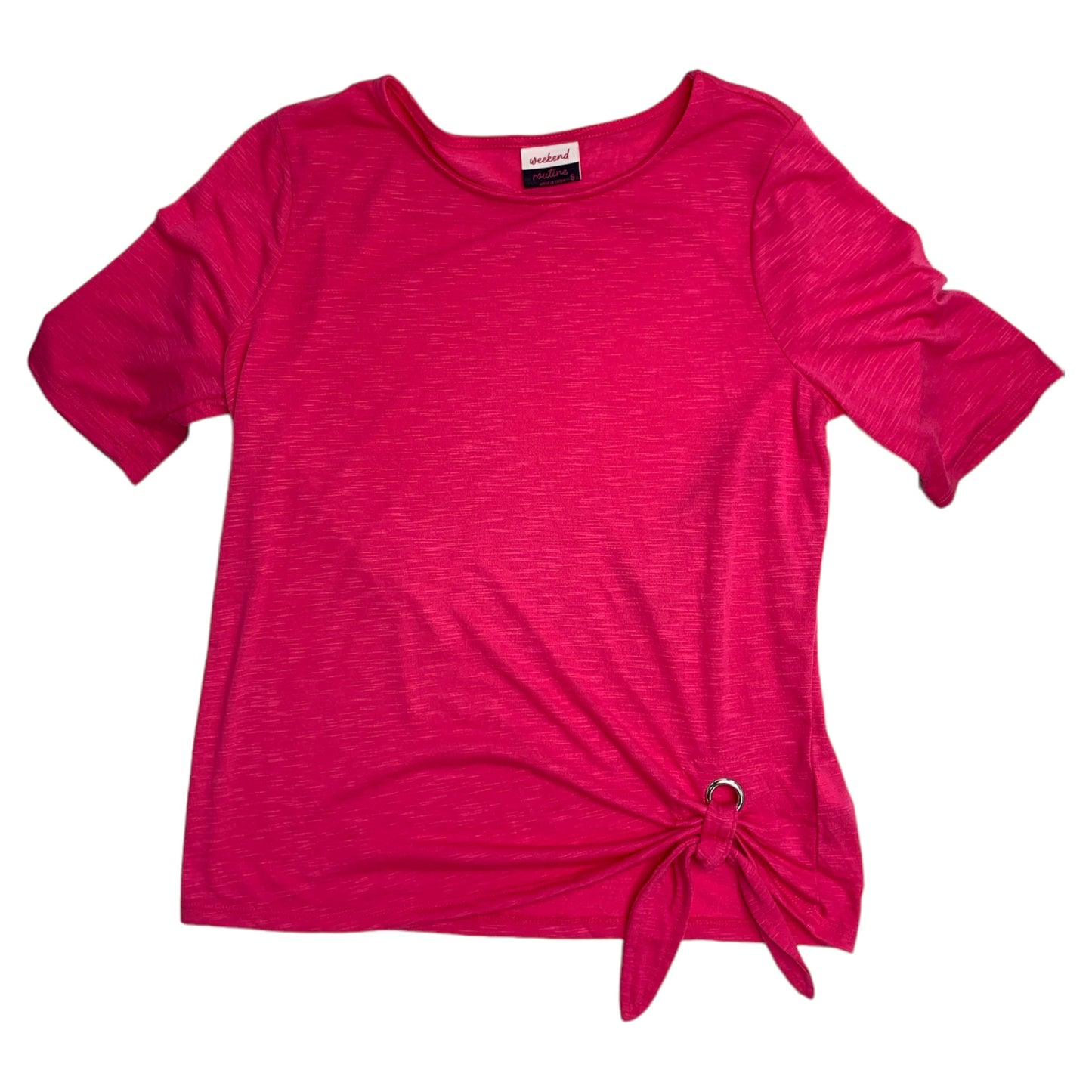 Hot Pink Tee with Knotted Waist