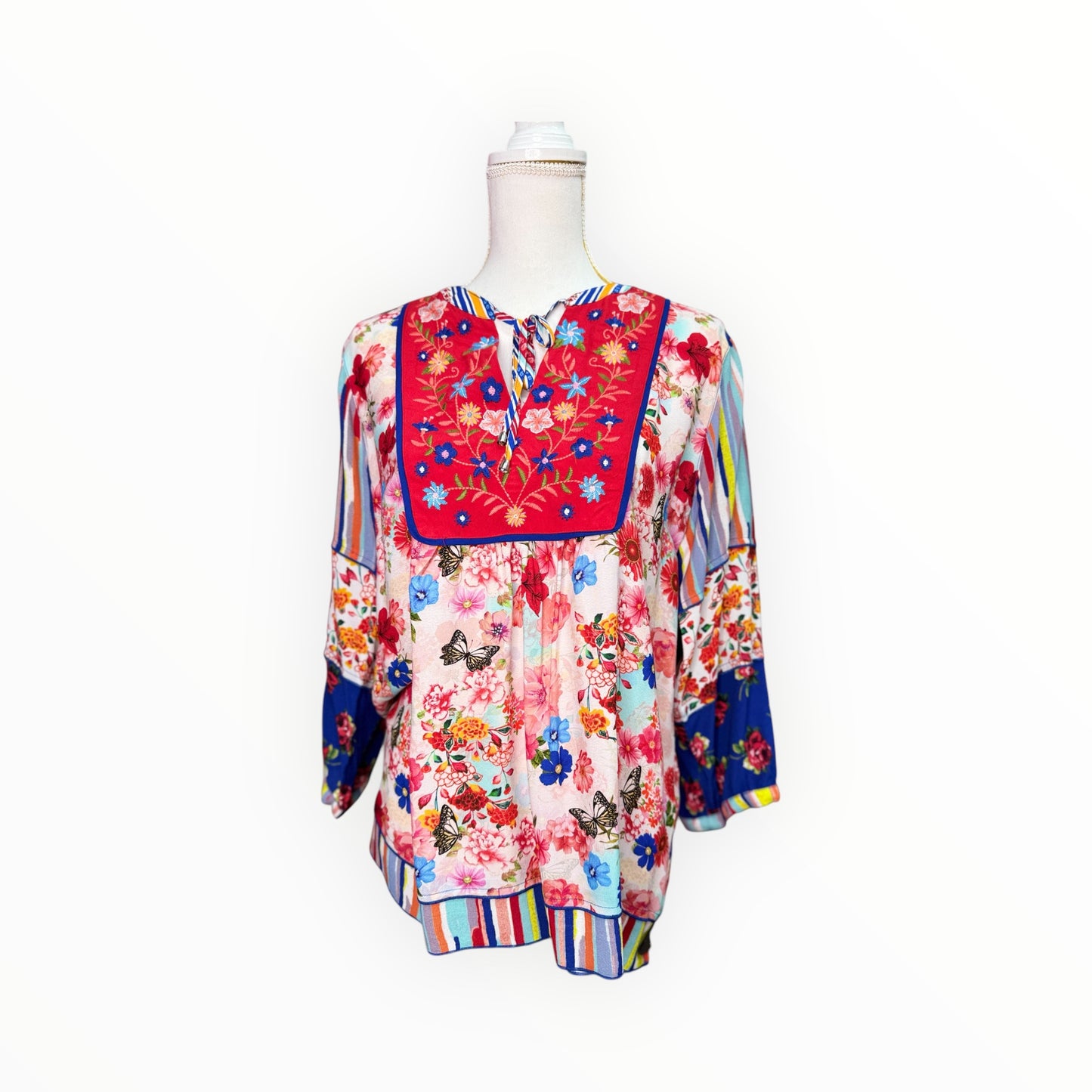 MULTI COLOR STIPED FLORAL TOP