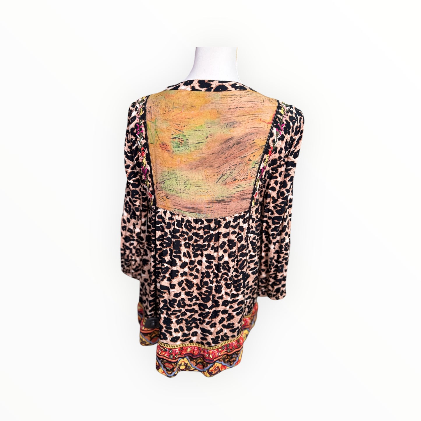 CHEETAH PRINT TOP WITH MULTI COLOR ACCENTS