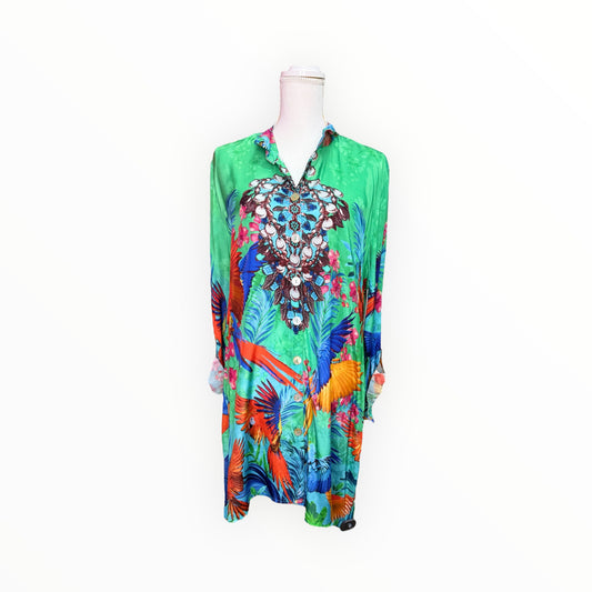 GREEN WIRE NECK BIRD TOP/DRESS