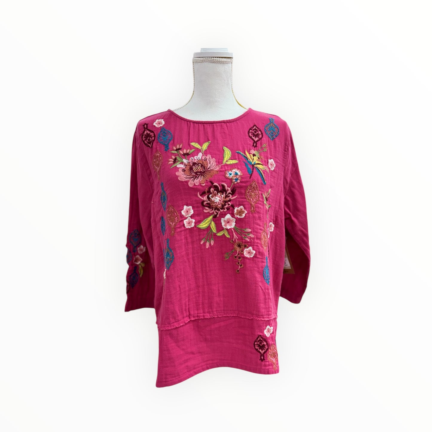 PINK EMBRODIERED FLORAL TOP