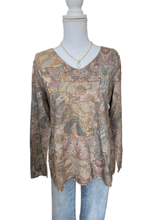 Ali Miles Reversible Printed Knit Pop-Over Tunic