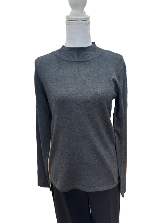 Multiples Grey Knit Turtleneck Sweater