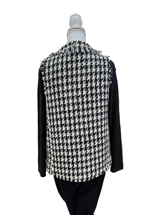 Multiples Long Vest in Ghingam(Grey/Black/White)