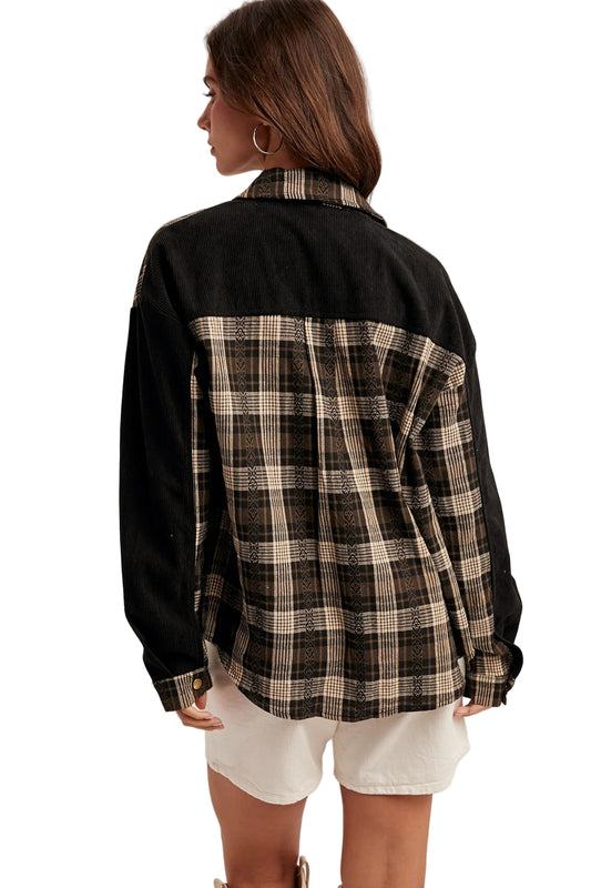 Black Corduroy Plaid Shirt