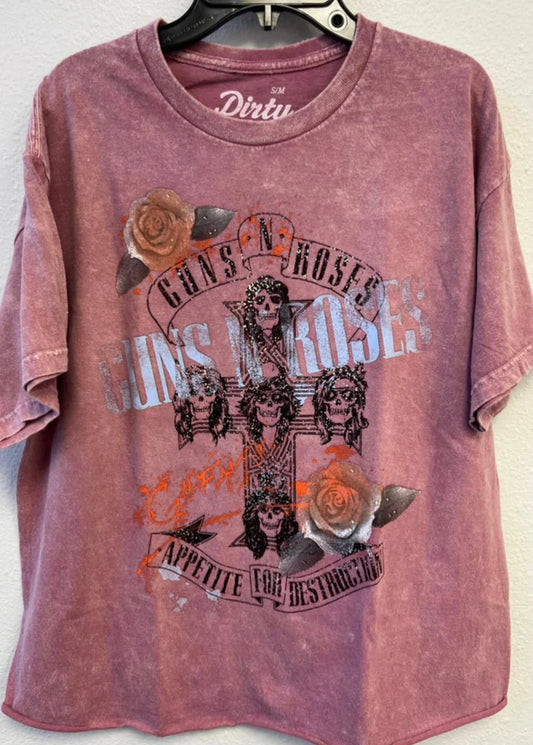 Mauve Mineral Wash Guns n Roses Short Sleeve Tee