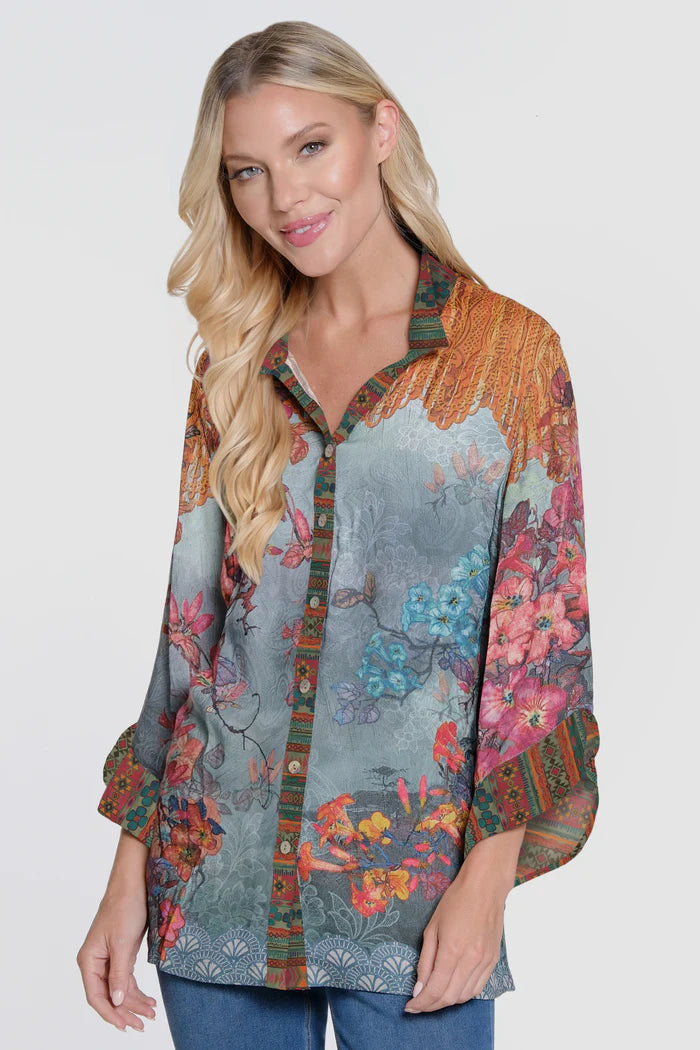 Ruffle Sleeve Tunic  - Floral Multi