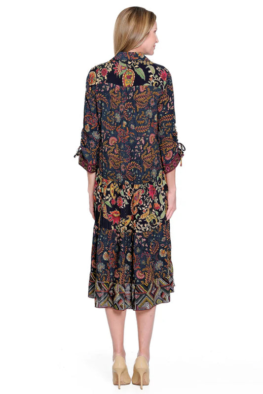 John Mark Mixed Print Tiered Dress - Multi