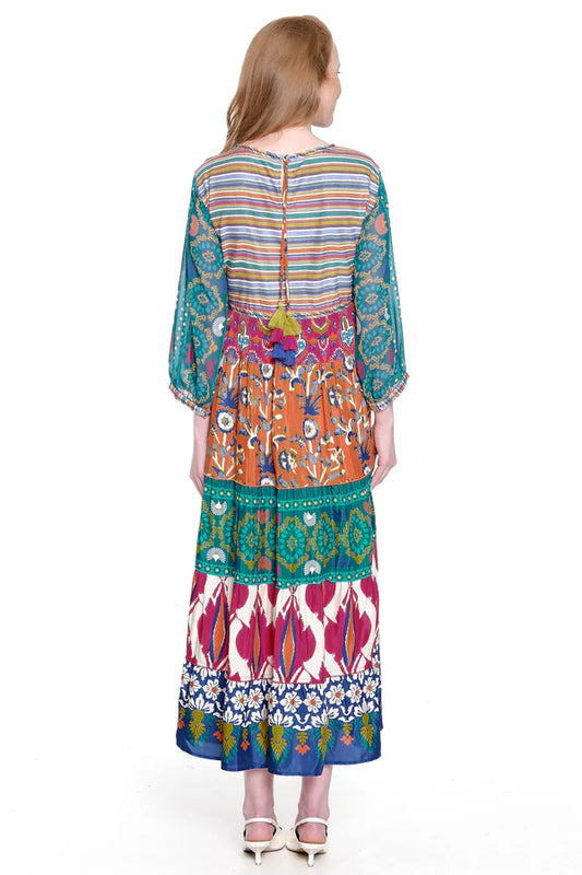 John Mark Multi-Print Tiered Dress - Multi