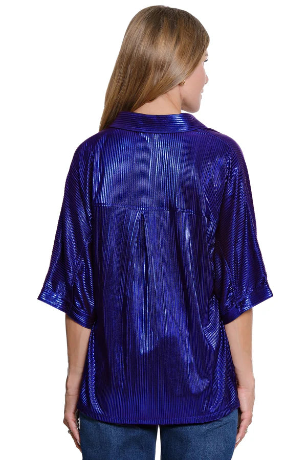 Shimmer Dolman Sleeve Blouse - Royal