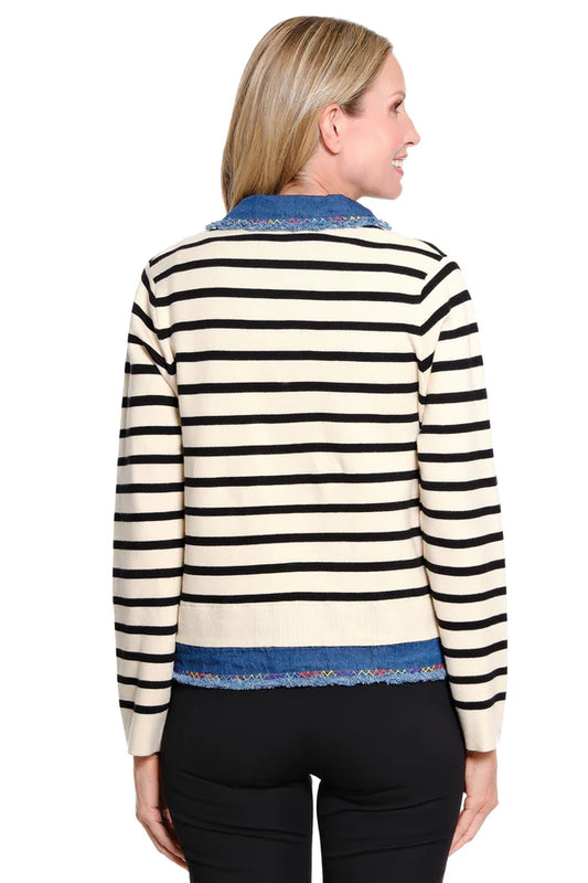 Knit Stripe Jacket - Ivory/Black