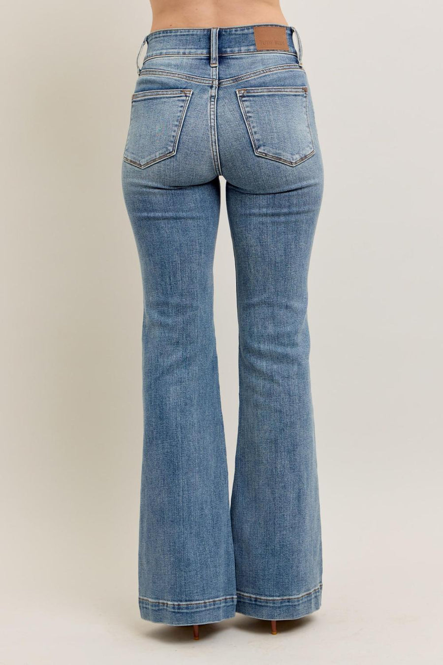 Judy Blue High Waist Double Button Trouser Flare Denim Jeans