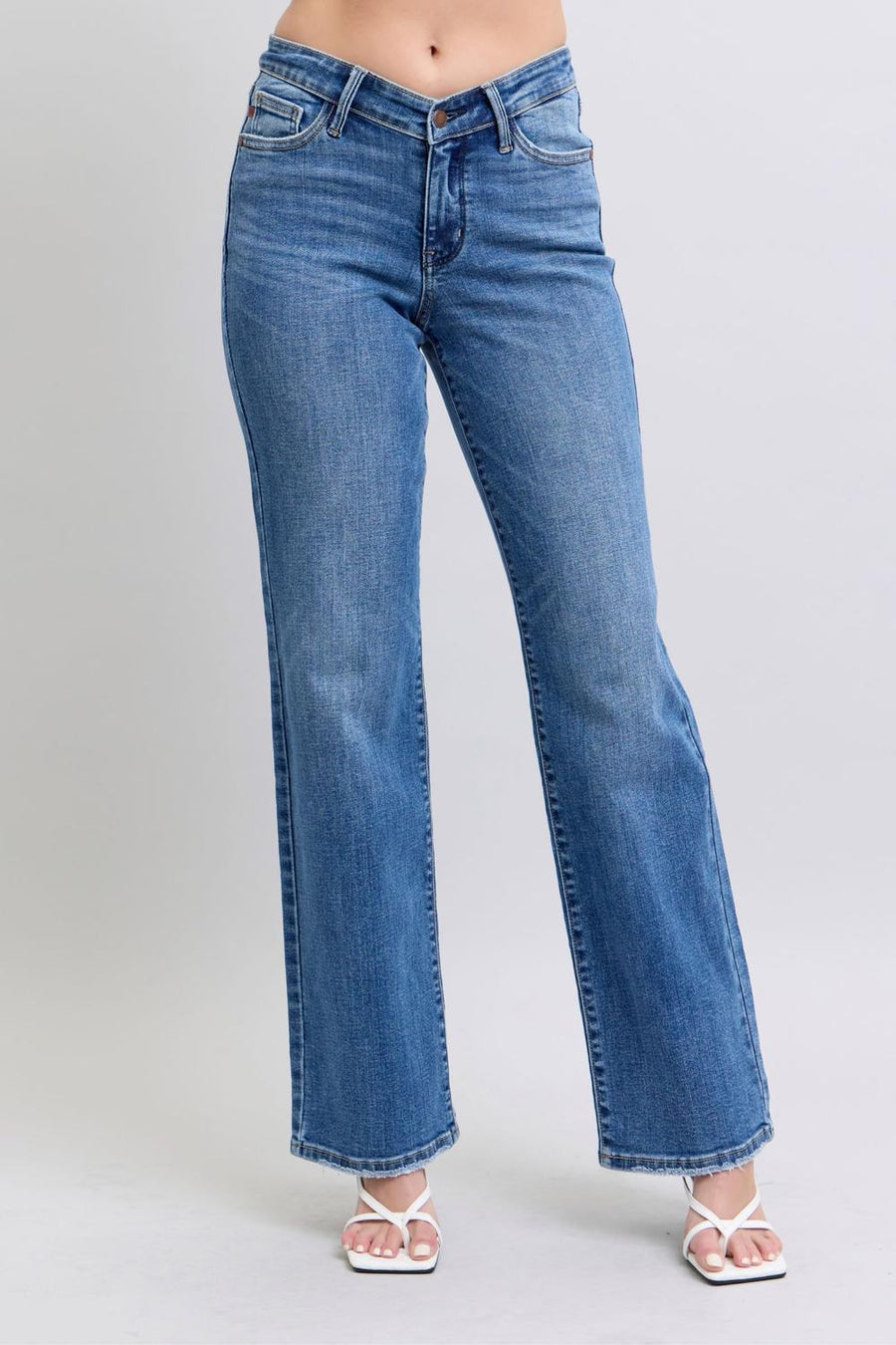 V-Front Vintage Wash Straight Denim