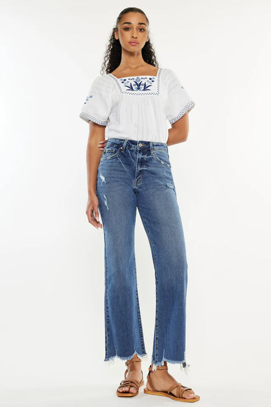 -Jemma High Rise Slim Wide Leg Jeans