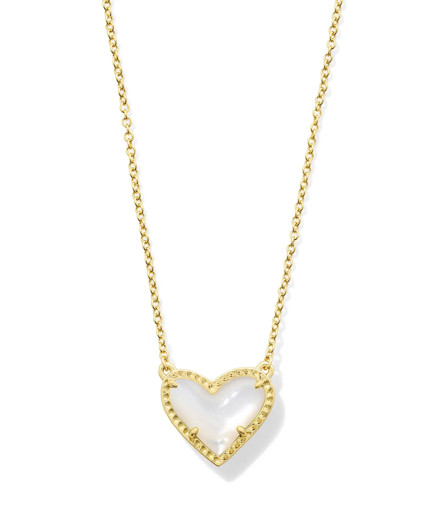 Ari Heart Pendant Necklace in Ivory Mother-of-Pearl