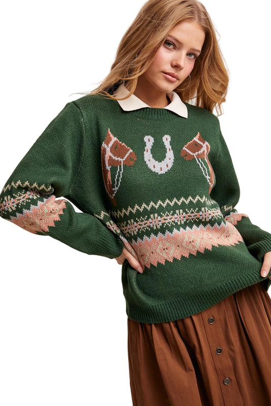 Western Horse & Horseshoe Sweater