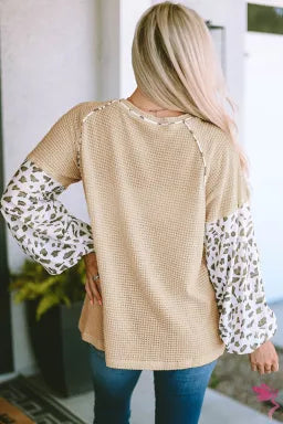 Leopard Sleeve Knitted Top