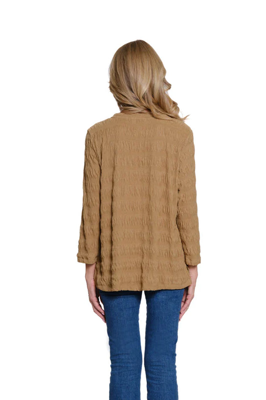 Multiples Solid Scoop Neck Knit Top - Tan