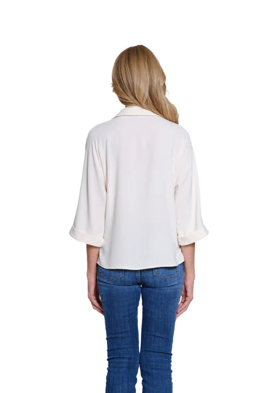Multiples Crinkle Woven Shirt with Dolman Sleeves - Soft Ivory