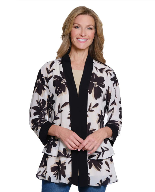 Multiples Band Collar Peplum Jacket
