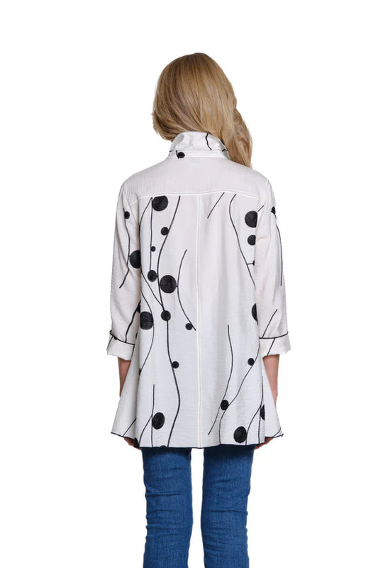 Multiples Embroidered Crinkle Woven Shirt - Soft Ivory