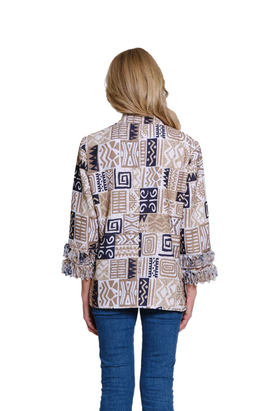 Multiples Stand Collar Cloth Jacket - Multi