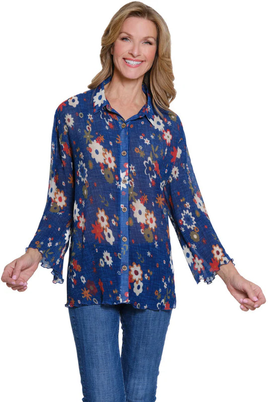 Multiples Pleated Printed Shirt - Multi