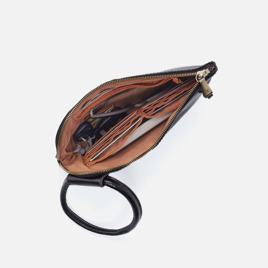 Sable Buffed Leather Wristlet