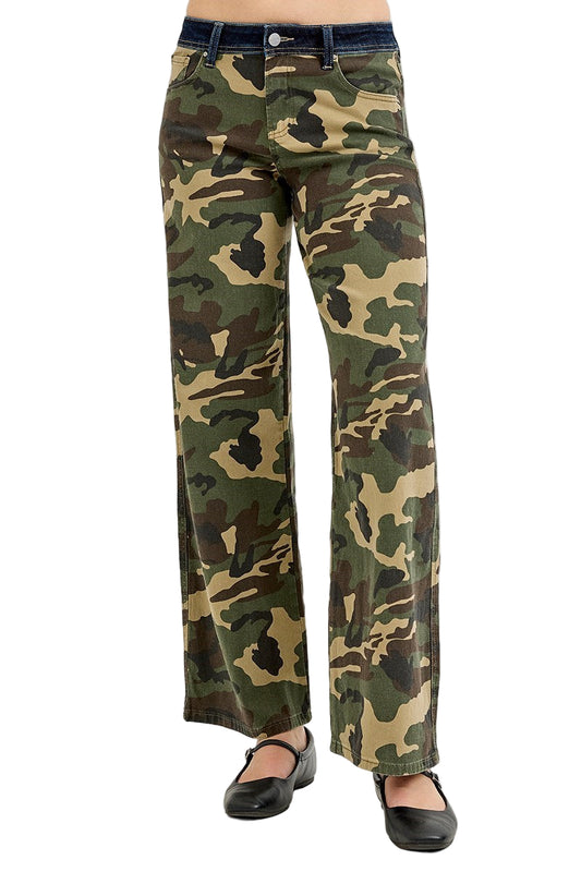 RELAXED WIDE STRAIGHT PANTS IN CAMO
