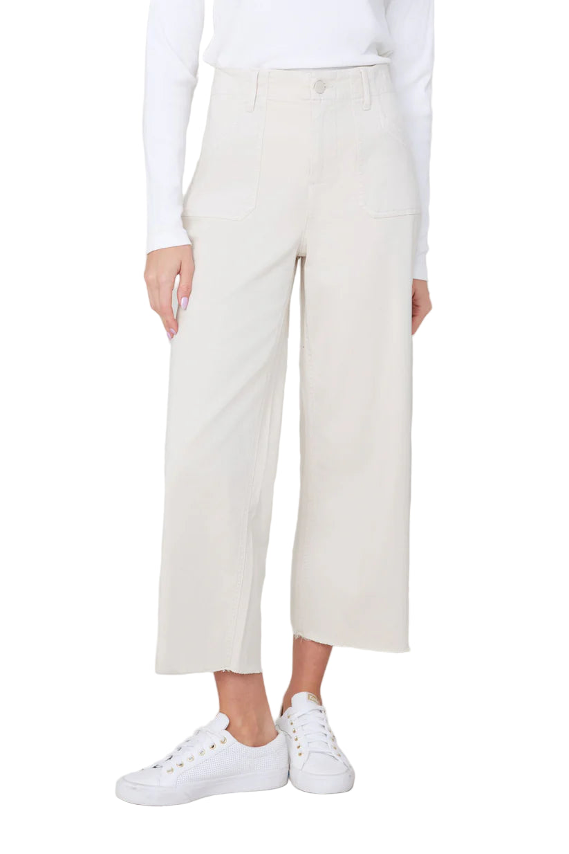 Renuar Cropped Wide Leg Pant - Oyster