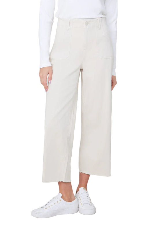 Renuar Cropped Wide Leg Pant - Oyster