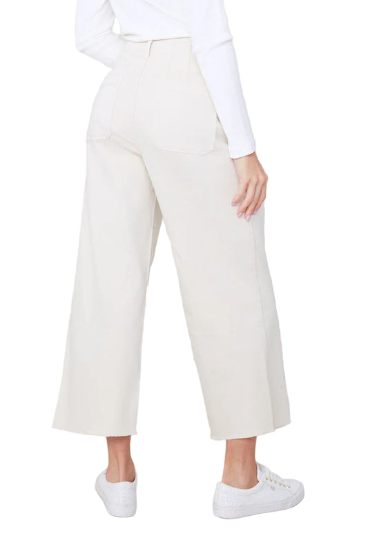Renuar Cropped Wide Leg Pant - Oyster