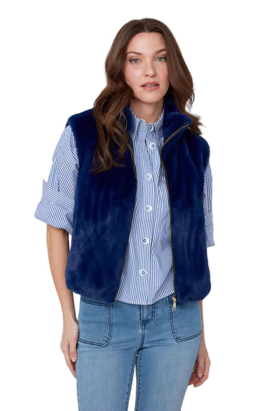 Renuar Vegan Fur Short Oxford Blue Vest
