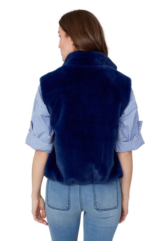 Renuar Vegan Fur Short Oxford Blue Vest