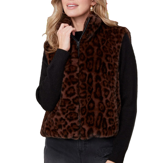 Renuar Chesnut Knit Vest - Leopard