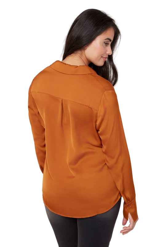 Renuar - Soft Button Front Blouse Bronze