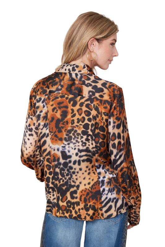 Renuar Soft Front Button Blouse - Leopard