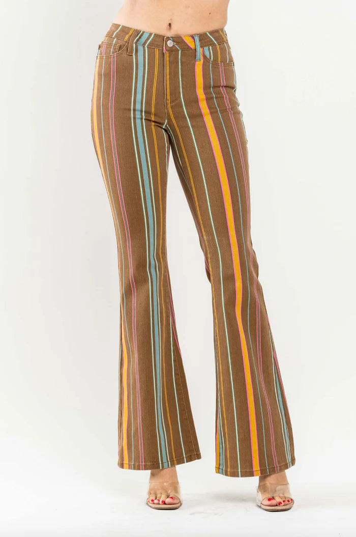 Judy Blue Striped Flare Jeans