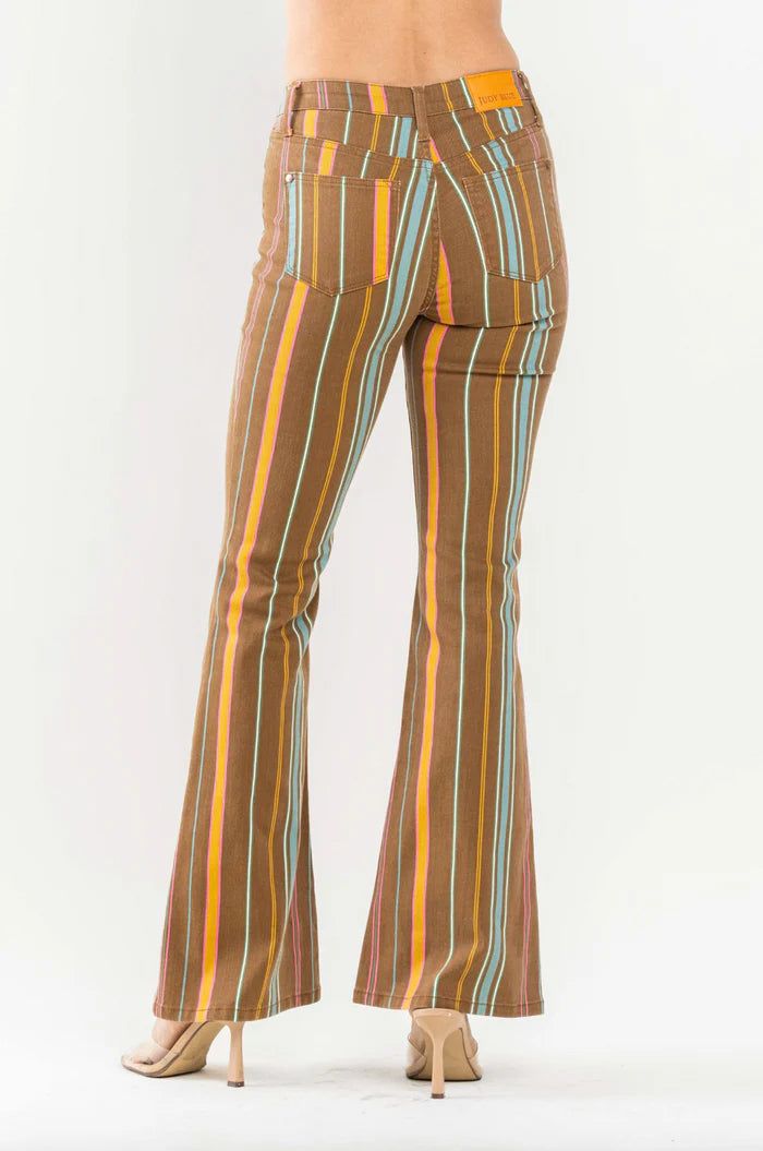 Judy Blue Striped Flare Jeans