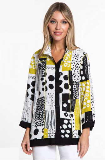 Woven Print Button Front Tunic