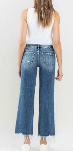 Mid Rise Raw Hem Wide Leg Jeans - Mesmerizes