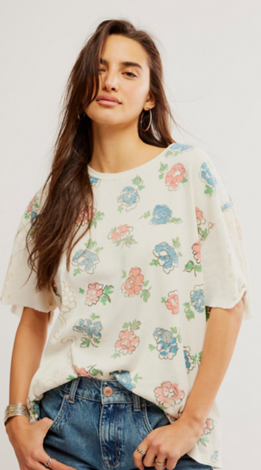 Boheme Tee - Ivory + Floral