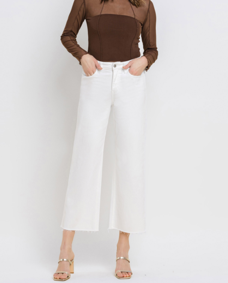 Vervet High Rise Crop Wide Leg Jeans - Olivia