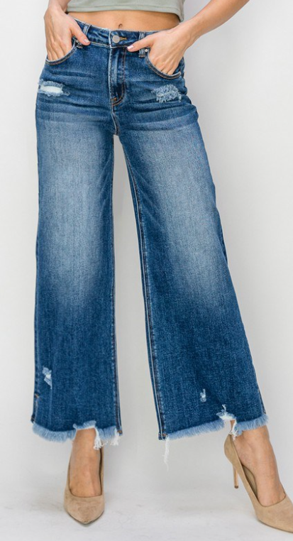 Risen High Rise Slit Ankle Flare Jeans